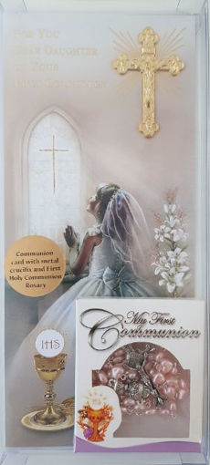 Picture of DAUGHTER FIRST COMMUNION BOXED CARD WITH ROSARY BEAD